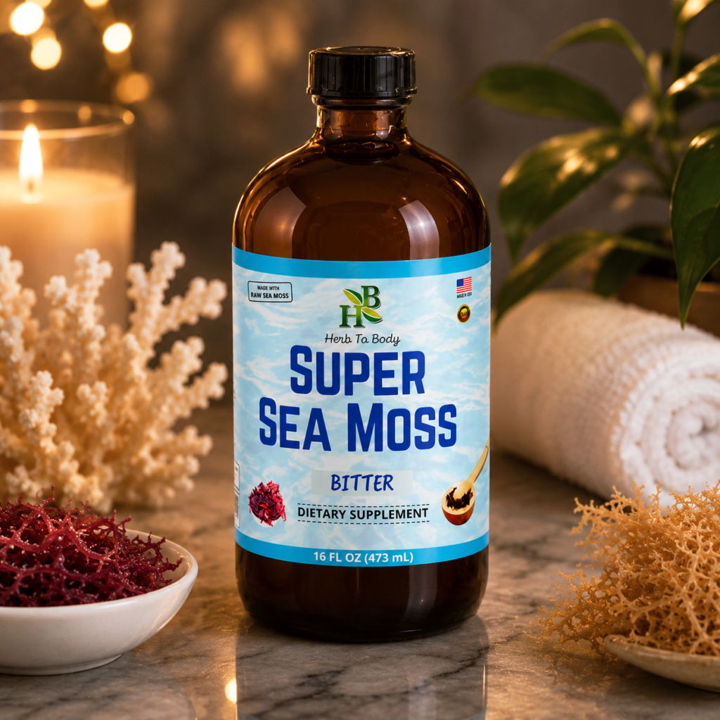 herb to body super sea moss bitters (herbal tonic) 16 oz 2